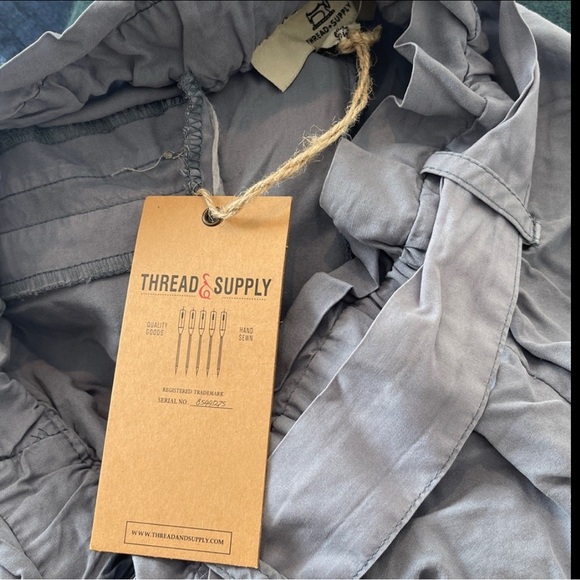 NWT Thread & Supply Gray Paper Bag Maria Pants Elastic Waist Size S - Picture 8 of 9